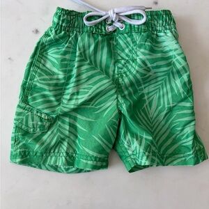 Kanu Surf Green Palm Print Kids Swim Shorts